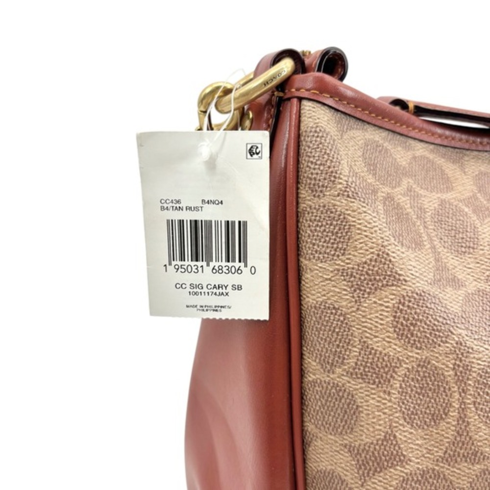 NWT COACH Coated Canvas Signature‎ Cary Shoulder Bag in Tan Rust - Picture 8 of 16
